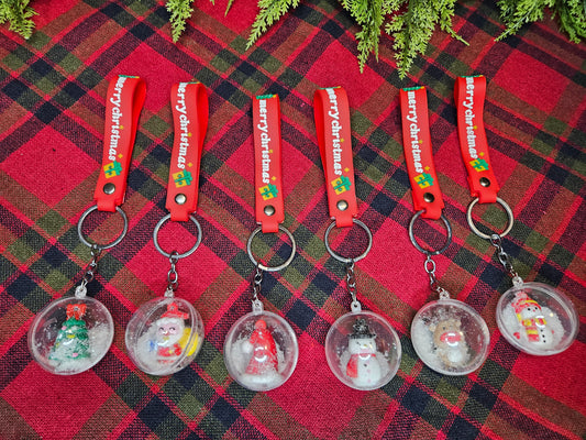 Merry Christmas Snow Globe Keychain