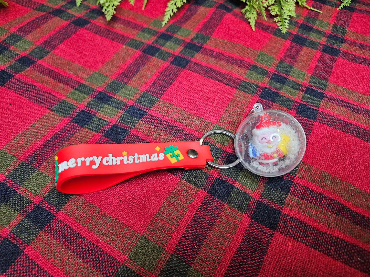 Merry Christmas Snow Globe Keychain